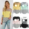 Donne incinte Abbigliamento premaman Magliette per allattamento T-shirt a righe per allattamento al seno Mamma Manica lunga S/M/L/Xl/Xxl L220801