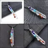 Pendant Necklaces Reiki Healing Crystal Cylinder Chips Stone Bead Seven Chakra Energy Pendum Amet Orgonite Necklace Drop Carshop2006 Dh2E0