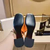 Moda-Nueva sandalia de verano Zapatos de mujer Sandalias de diseñador Tacones altos Top Cuero de lujo Tacón bajo Señoras Trabajo Fiesta de bodas Negro Naranja 231115