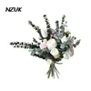 Wedding Flowers NZUK Ins Design Silk Bride Artificial Bouquet Fleur 2022 White Pink Rose Vintage Bridal Bouquets