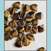 Pendant Necklaces Pendants Jewelry Natural Stone 50Pcs Tiger Eye Necklace Supplies Crystal Heart Diy Charms For Je Dhdgg