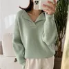 Genayooa Chic Turndown Collar Sweater Women Solid Casual Knit Pullover LEGS SLEEVE AUTUAN WINTER FASHION KOREAN JUMPER220817