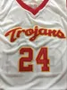 Xflsp Maillot de basket-ball pour hommes 24 BRIAN SCALABRINE USC Trojans avec broderie cousue