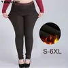 streetwear inverno caldo pile spesso pantaloni da donna pantaloni a matita a vita alta femminili per donna pantaloni donna Plus size 5xl 6xl 210412