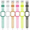 TPU Clear Apple Watch Band Crystal Strap with Rugged Bumper Case 41mm 45mm Summer Watchband for iWatch Series SE/8/7/6/5/4/3/2/1