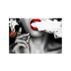Affiche de fumée de cigare de femme HD, 1 panneau, peinture murale imprimée, tableau d'art mural pour salon, peinture sans cadre, 1669405