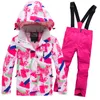 Brand Boys/Girls Ski Suit Waterproof Pantsjacket Set Winter Sports Thicked Clothes Children's Ski Suits -30 220812