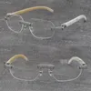 مجموعة إطارات معدنية جديدة مرصوفة بالألماس المصغر بدون إطار 3524012 نظارات سوداء على شكل قرن جاموس نظارة للرجال والنساء بإطار C وسلك الصخور بإطار ذهبي عيار 18 قيراطًا نظارات بيضاء