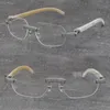 2022 Metalen Randloze Witte Echte Natuurlijke Hoorn Frames 3524012 Eyewear Micro-geplaveide Diamant Set Bril Mannen Vrouwen Met C Decoratie Rotsen Draad 18K Gouden Frame Brillen