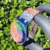 Designer relógios Rainbow Big Stones Square Moissanite Watch Pass Test Mens Diamantes