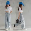 Jeans for Girls Autumn Clothes for Teenagers Solid Loose Kids Wide Leg Pants Fashion Casual Children Trousers Girl Clothing 14 Y 220512