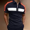Summer Stripe Splicing Print Golf Polos T-shirt för män Slim Fit Zipper Lapel Kort ärm Casual Fitting Polos Tshirts PLS-88