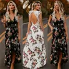 Été femmes élégant Vintage Boho longue Maxi robe Sexy dos nu fête plage Floral robe d'été 220613