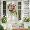 Decorative Flowers & Wreaths Color Tulip Wreath Easter Door Decoration Decor Wedding Elf Home Angel Garden Background Fai F8y2Decorative