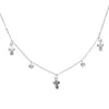 Chaînes En Argent Sterling Dangle Croix Charme Pendentif 33 7 cm Tour De Cou Chocker Micro Pave Clair Cz Fine Femmes Chaîne ColliersChaînes