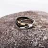 'Gold Silver Black' tre-ringar med trippelringar för kvinnliga män älskare '316l Titanium Steel Wedding Band Aneis Anel Bague Femme Original Designer Designer Ring4910859