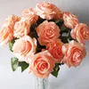 45 سنتيمتر طول زهرة اصطناعية روز الأحمر الوردي ضوء أصفر الزفاف الديكور الحرير محاكاة الورود الزهور