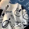 Süße Kaninchen Druck Pullover Pullover frauen 2022 Neue Alle-spiel Japanischen Gestrickte Lose und Faul Stil Design Frauen