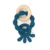 Baby Teethers Soothers Silicone Bracelet BPA Free Cute Animal Silicone Pendant Wood Ring Teething Rattle Accessories Toys 195 E3