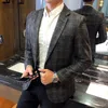 Британский стиль стиль винтажный клетчатый пиджак мужски повседневная стройная пиджак с одним пуговицей бизнес -социальные плюс m 5xl hombre 220819