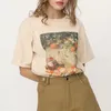 Kuakuayu HJN Paars Regen Vintage Grafische Tee Vrouwelijke Korte Mouw Chic Gedrukt Tops Zomer Katoen Losse Casual T-shirt 220328