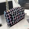 Borse a tracolla in lana Borsa a tracolla Chian da donna Borse di alta qualità Borsa in twill di tweed Lettere di marca Tasca interna con zip Colori multipli Portafogli frizione 2022