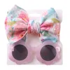 Child Sunglasses Headband Set Kids Floral Printed Hairband Outdoor Sun Glasses 2PCS/Set Baby Elastic Turbans Travel Beach Holiday Photo Eyeglass Accessories BC56