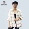 Women's Fur & Faux Real Rex Natural Coat Female Hoodies Zipper Poncho Jackets Winter Clothes Woman Fluffy Warm Fashion Big Size