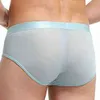 Super Soft Comfortable Underwear Ice Silk Sheer Transparent Mesh Men's Briefs Printed Shorts Sexy Exotic Low-Waist Underpants G220419