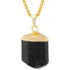 Подвесные ожерелья натуральные оригинальные черные турмалиновые случайные драгоценные камни Healing Reiki Stone Gold Tone Fit Ожерелье для женщин ювелирные изделия для мужчин