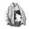 Mens imprimindo camisas de carga de manga longa harajuku preto estilo coreano homens roupas vintage streetwear s5xl 220813