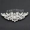 Argent Cristaux Feuilles De Mariage De Mariée Cheveux Côté Peigne épingles Femmes Accessoires Bijoux FA5088SIL 220511