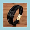 Autres bracelets Bijoux Mode Bracelet en cuir véritable pour hommes Charme à la main Mtilayer mâle à la main Drop Livraison 2021 Daxiw