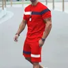 Vêtements de sport de haute qualité hommes t-shirt shorts ensemble slim fit haut pantalon décontracté absorption de la sueur col rond cordon de serrage survêtement1946592