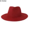 Wholesale Men Women Summer Panama Wide Brim Straw Hats Fashion Colorful Outdoor Jazz Beach Sun Protective Cap 220617