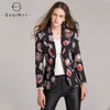 Seqinyy Vintage Blazers 이른 가을 여자의 새로운 긴 슬리브 하이 스트리트 인쇄 싱글 가슴 노치 패션 재킷 LJ201021