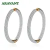 925 Silver 34mm 18K Gold Circle Hoop Earrings For Women Fashion Wedding Jewelry 220817