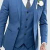Abiti da uomo blazer blu slim fit sloom smoking per matrimoni da 3 pezzi uomini formali con lana con custine di taglio di moda da uomo con lana canna da girovaso