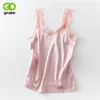 GOPLUS Strap Top Women Sexy Lace up Halter V Neck Sleeveless Vest Satin Tank Tops Women Basic Underwear Plus Size Camisole 210326