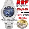 2022 R8F R8F5726 Cal.A324 R8F324 Fase de luna automática Reloj Diamantes pavimentados Caja de palo azul Dial helado con joyas de pulsera de diamantes bling Eternity Watches