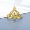 Anillos de racimo de corona delicada para mujeres Minimalista azul ópalo anillo oro color dedo accesorios de dedo joyería de boda regalos 2022