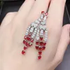 Dangle & Chandelier MeiBaPJ Luxurious Natural Pigeon Blood Ruby Gemstone Tassels Drop Earrings 925 Silver Fine Wedding Jewelry For WomenDang