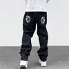 Jeans masculinos ropa cães estampestres de streetwear hip hop hop calças folgadas y2k Roupas letos calças de jeans de gótico Pantalones vaquerosmen's