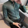 Männer Casual Hemden Asiatische Größe 4XL Chemise Homme De Luxe Pour Le Kostüm Stilvolle Langarm Männer Business Slim Fit Social Camisa MasculinaMe