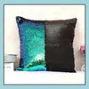 枕カバーの寝具用品ホームテキスタイルガーデン2色のスパンコール人マーメイドソファカー装飾Cushi dhan6