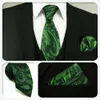 U30 extra lång paisley mörkgröna svarta band för män silkes mager fjäril bröllopsfest slips