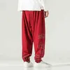 2022 Men Cotton Linen Cross-Pants Mens Baggy Print Harem Pants Male Hip Hop Joggers Bloomers Trousers Streetwear Wide Legs Pants L220706