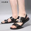 Summer Sandals Double Buckle Strap Mens Beach Casual Black Brown Shoes 220701