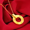 Mode Vintage en laiton plaqué or bijoux à six caractères Mantra paix boucle collier pendentif pour femme accessoires hommes et femmes portent un collier