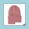 Caps Hats New Autumn Winter Infant Baby Hat Child Babies Stripe Soft Beanie Kids Sticked 15334 Drop Delivery 2021 MxHome DH3OI
